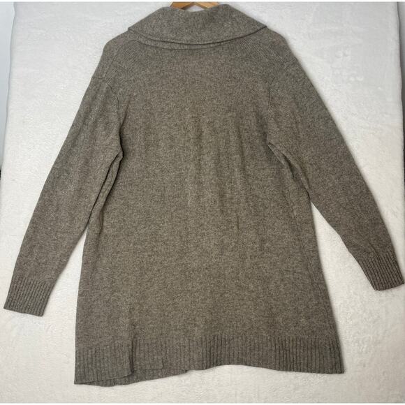Eileen Fisher Yak Wool Brown Collared Cardigan Lagenlook FLAW sz L Bohemian - Picture 7 of 9